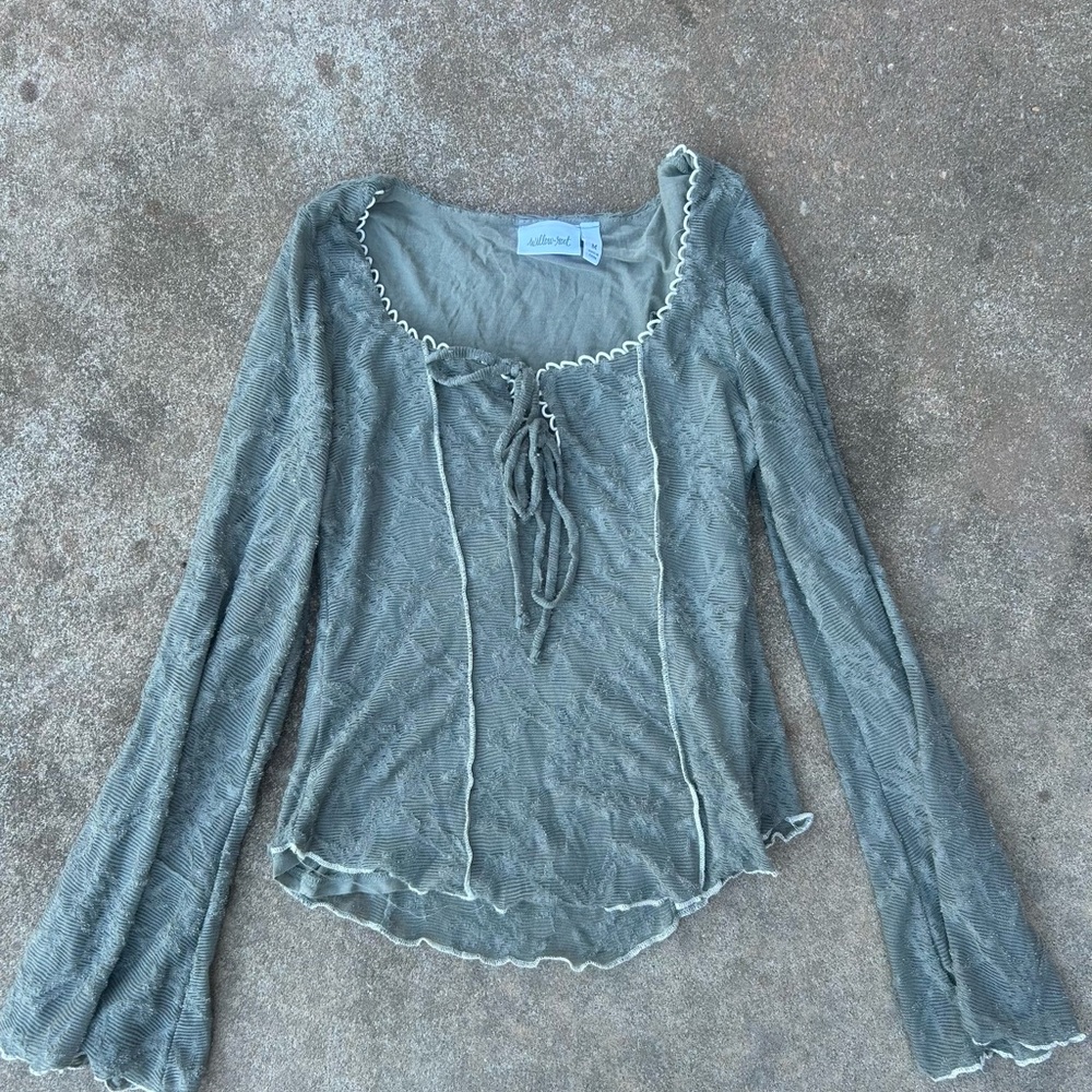 Sage Lace-Edged Blouse